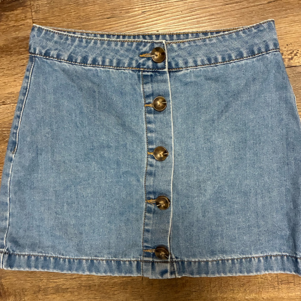 Forever 21 Blue Denim Skirt Button Down Skirt Size Small